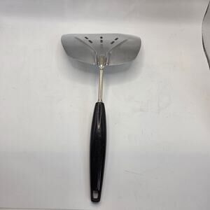 Vintage Foley MPLS Stainless Wide Slotted Spatula Turner Black Handle USA